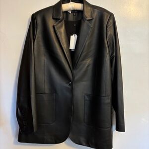 Universal Standard Davis Leather Blazer, NWT, Size US L, Black